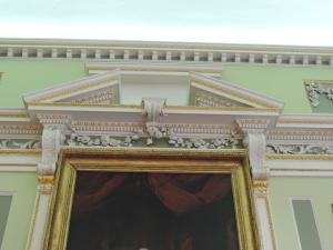 Ballroom Broken Pediment over Portrait of  George III 